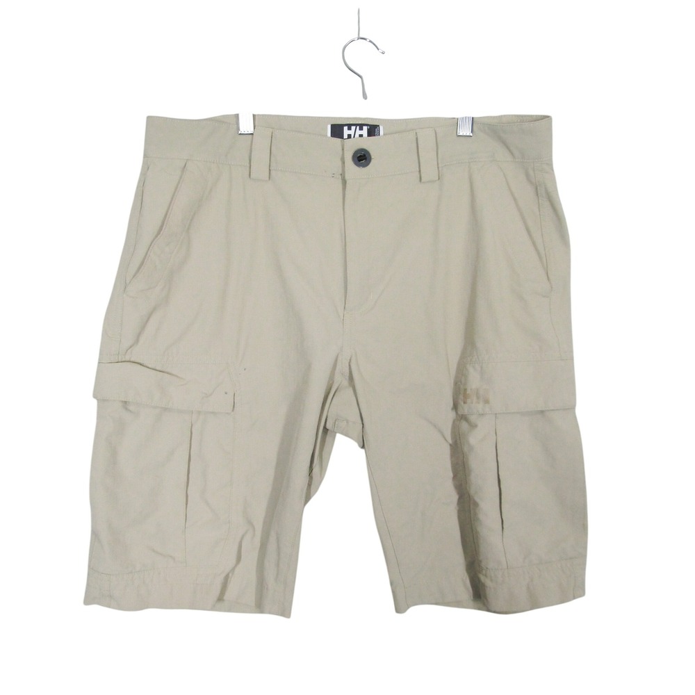 Helly Hansen Mens Cargo Shorts Size 34 Tan Beige Ripstop Hiking Outdoor Utility